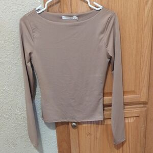 Elegant Tan Long Sleeve Women's Top